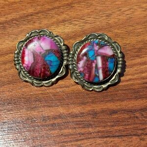 Native Made Running Bear Pink Dhalia Large Earrings